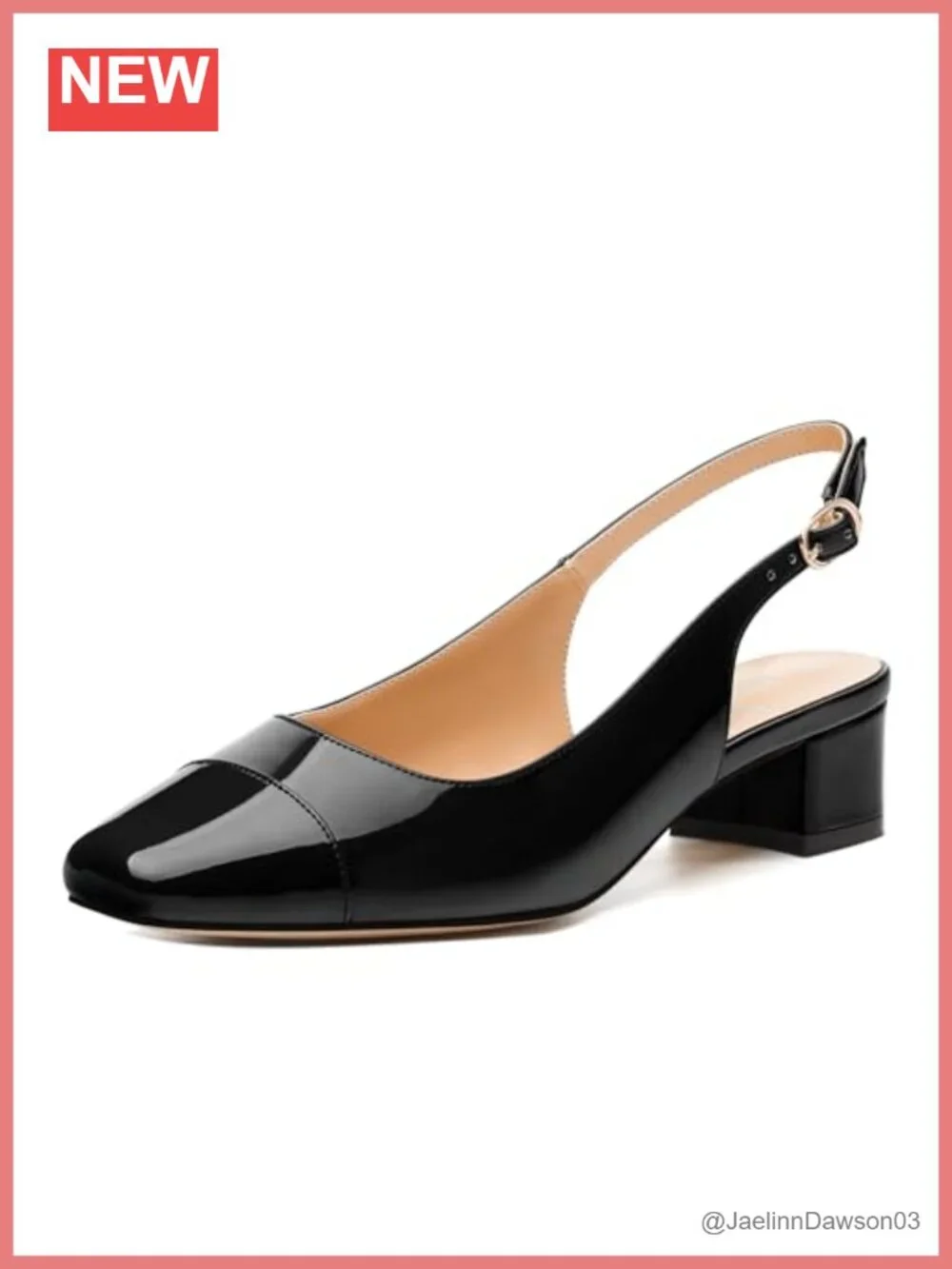 Women's Slingback Pumps Low Chunky Heels Square Toe Closed Toe Comfortable